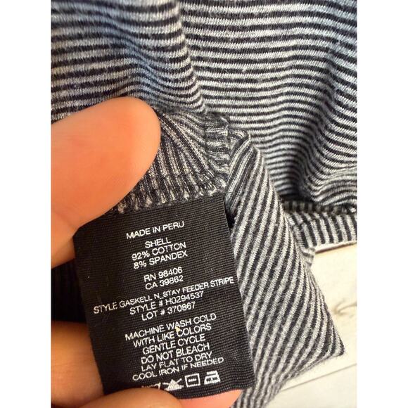 Theory Black Grey Striped T-Shirt L Everyday Wear Cozy Comfy Casual - Picture 3 of 5
